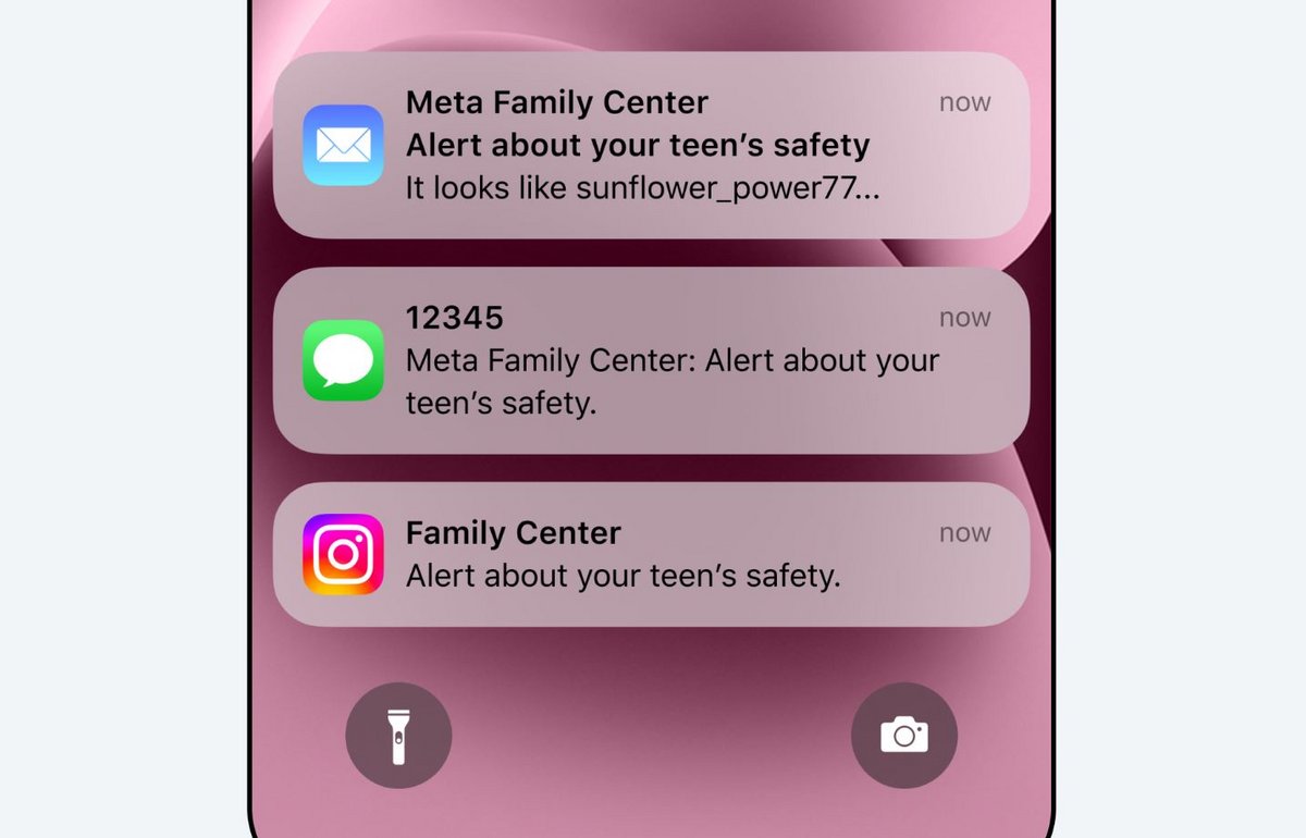 Les alertes pourront être envoyées sur Instagram, mais aussi par SMS, par mail ou encore via WhatsApp. ©Meta