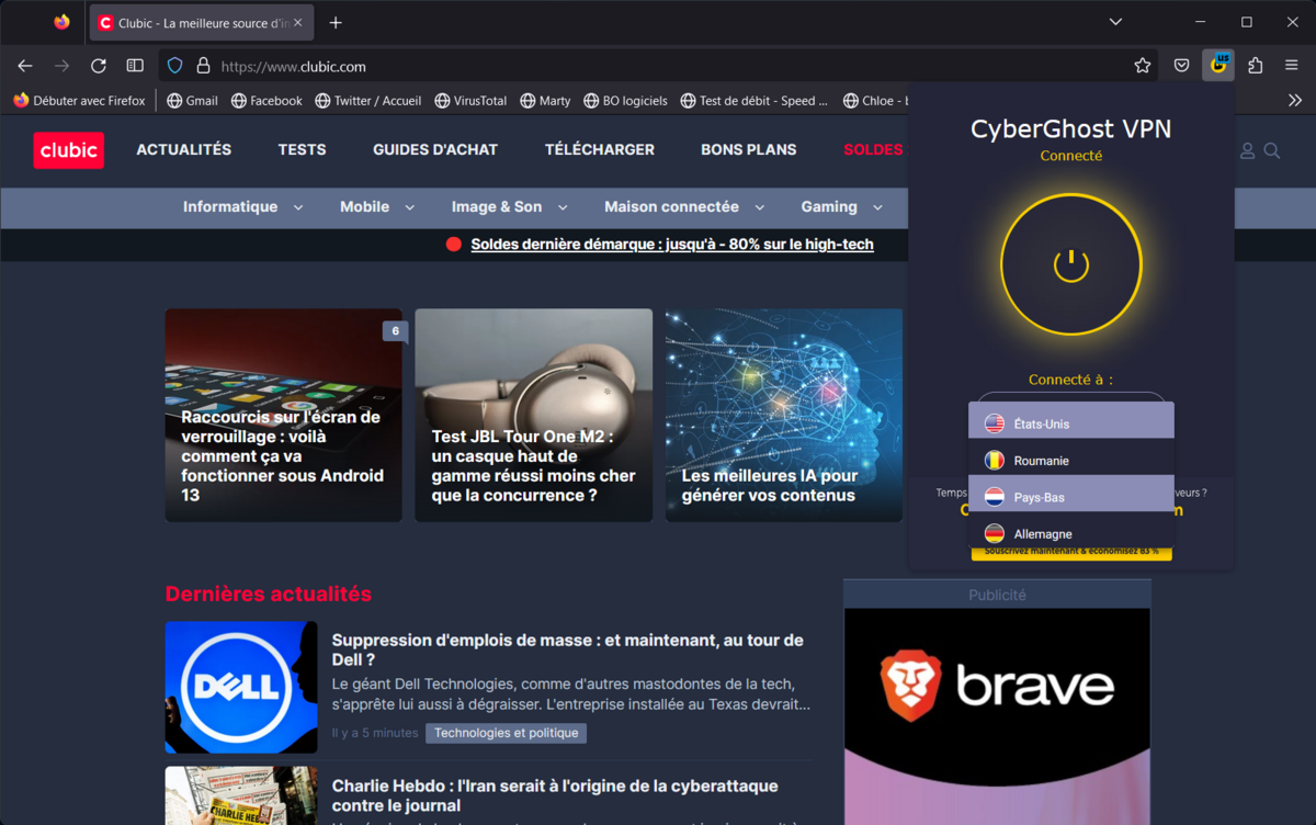 CyberGhost pour Firefox - Une extension qui s'adresse en priorité aux non-abonnés