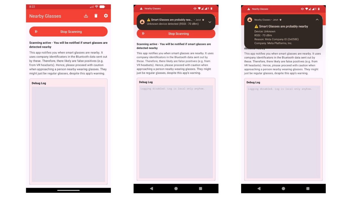Une app pour débusquer les lunettes connectées autour de vous. ©my PocketPC GmbH