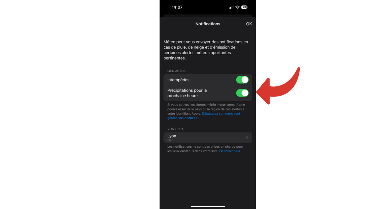 Comment recevoir des alertes météo sur l'iPhone ? 5