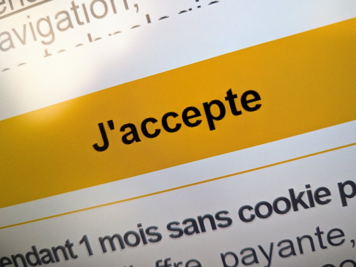 Un bouton "J'accepte", sur l'un des plus célèbres sites internet français © Alexandre Boero / Clubic