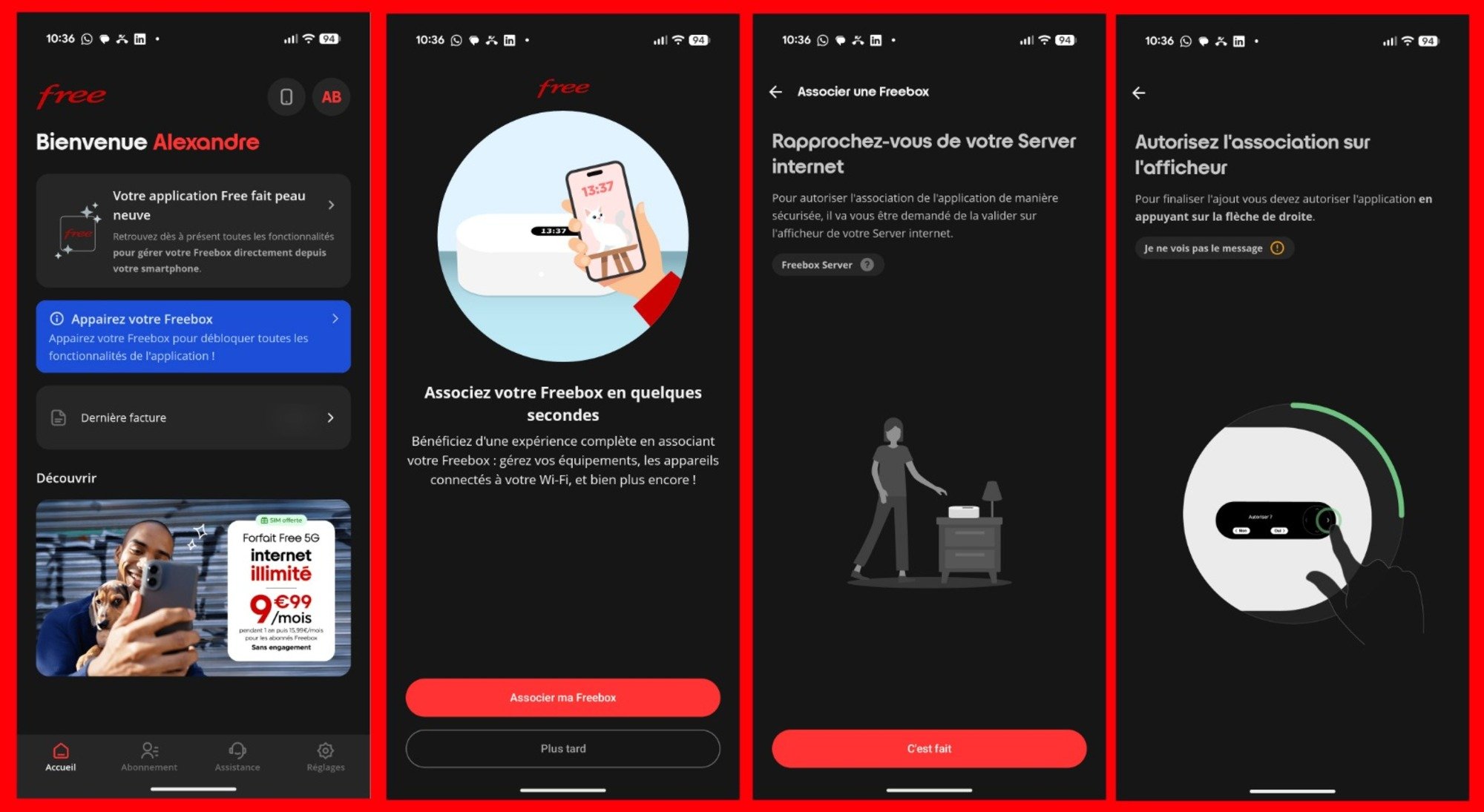Voici la procédure pour associer sa Freebox à l'application Free unifiée. © Alexandre Boero / Clubic