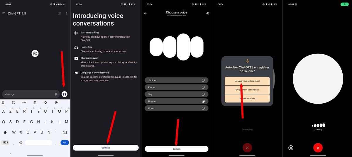 La marche à suivre pour utiliser ChatGPT Voice © Corentin Béchade pour Clubic