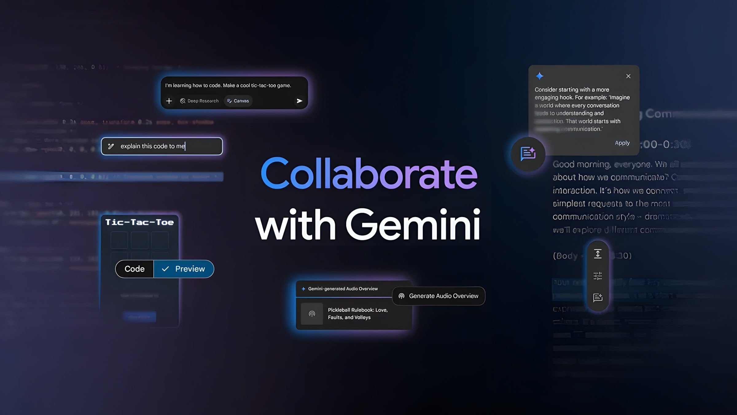 Gemini emboîte le pas à ChatGPT avec son propre « Canvas ». © Google
