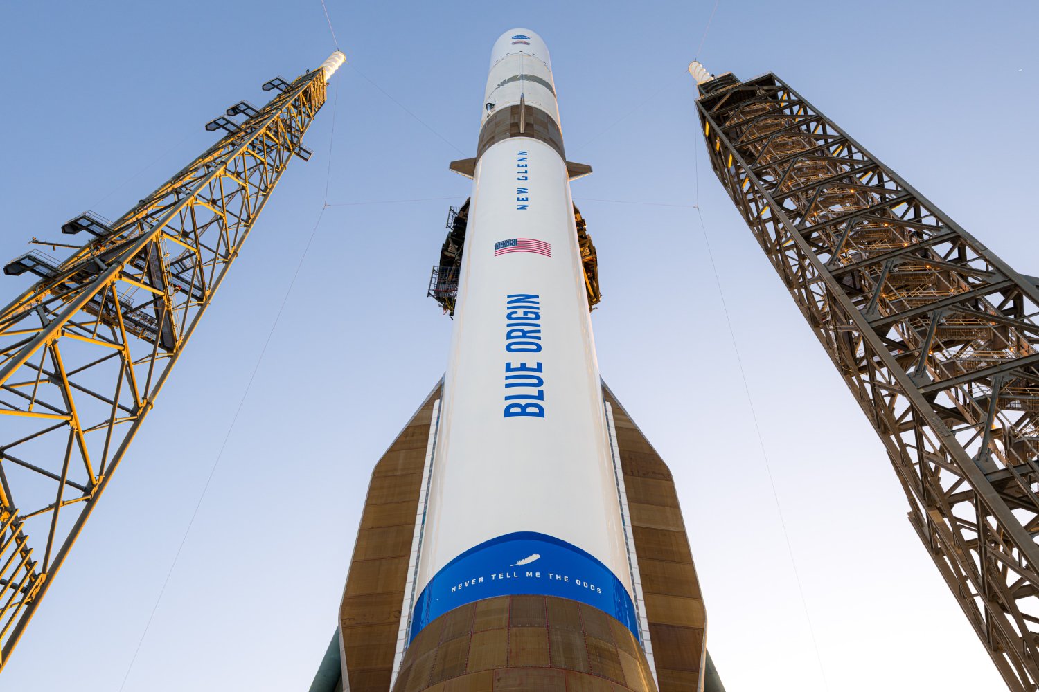 La fusée New Glenn sur son pas de tir. ©Blue Origin