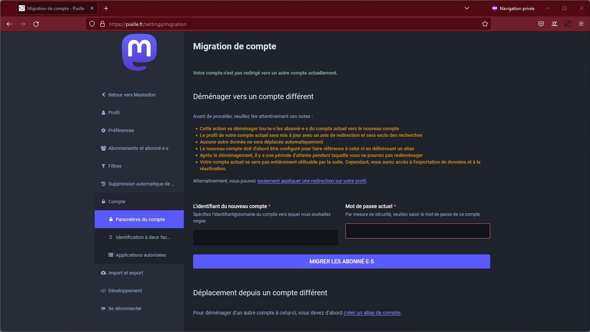 Mastodon déménagement