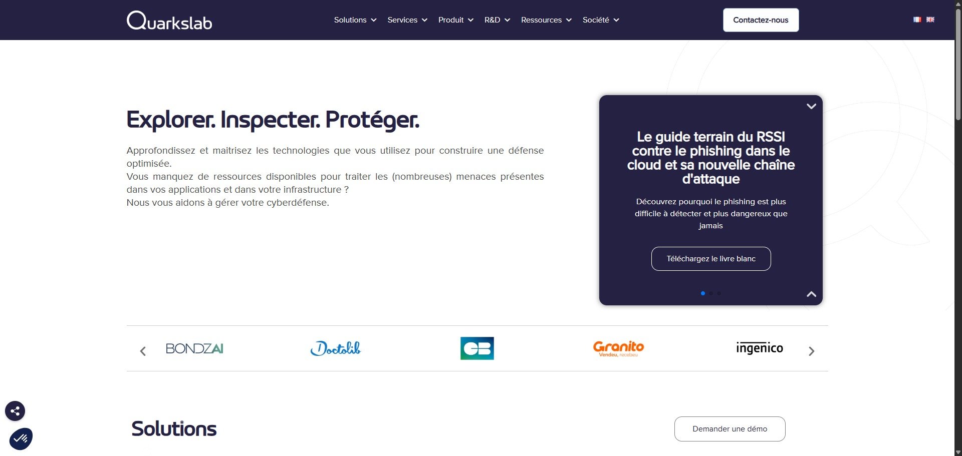 Page d'accueil du site de Quarkslab. © Alexandre Boero / Clubic