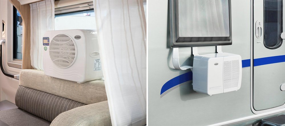 Le climatiseur mobile Split EUROM AC2401 conçue pour un usage nomade en camping-car ou caravane © Eurom