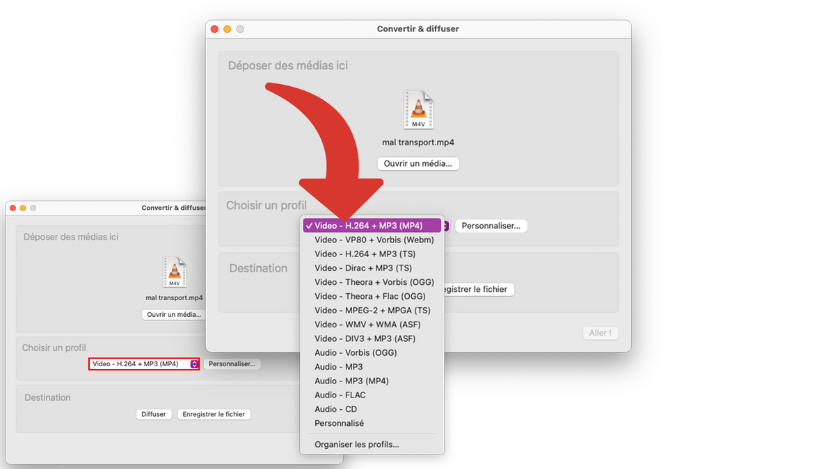 Choisir le profil pour compresser la vidéo avec VLC © Clubic