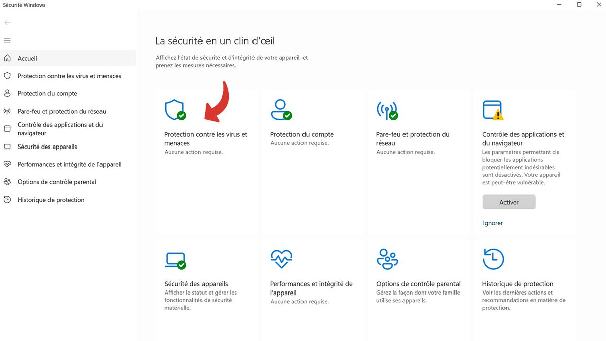 Protection contre les virus et menaces - Windows 11 © Pascale Duc pour Clubic