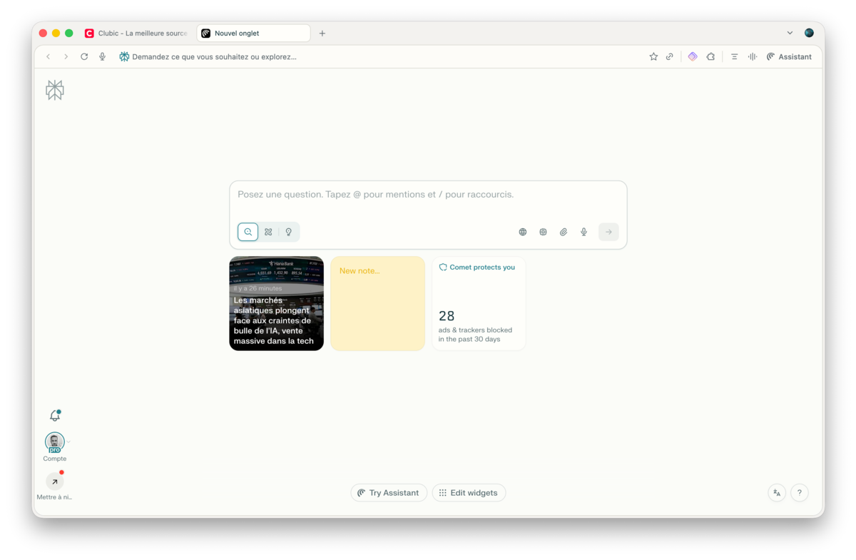 Un accès direct aux paramètres... en anglais