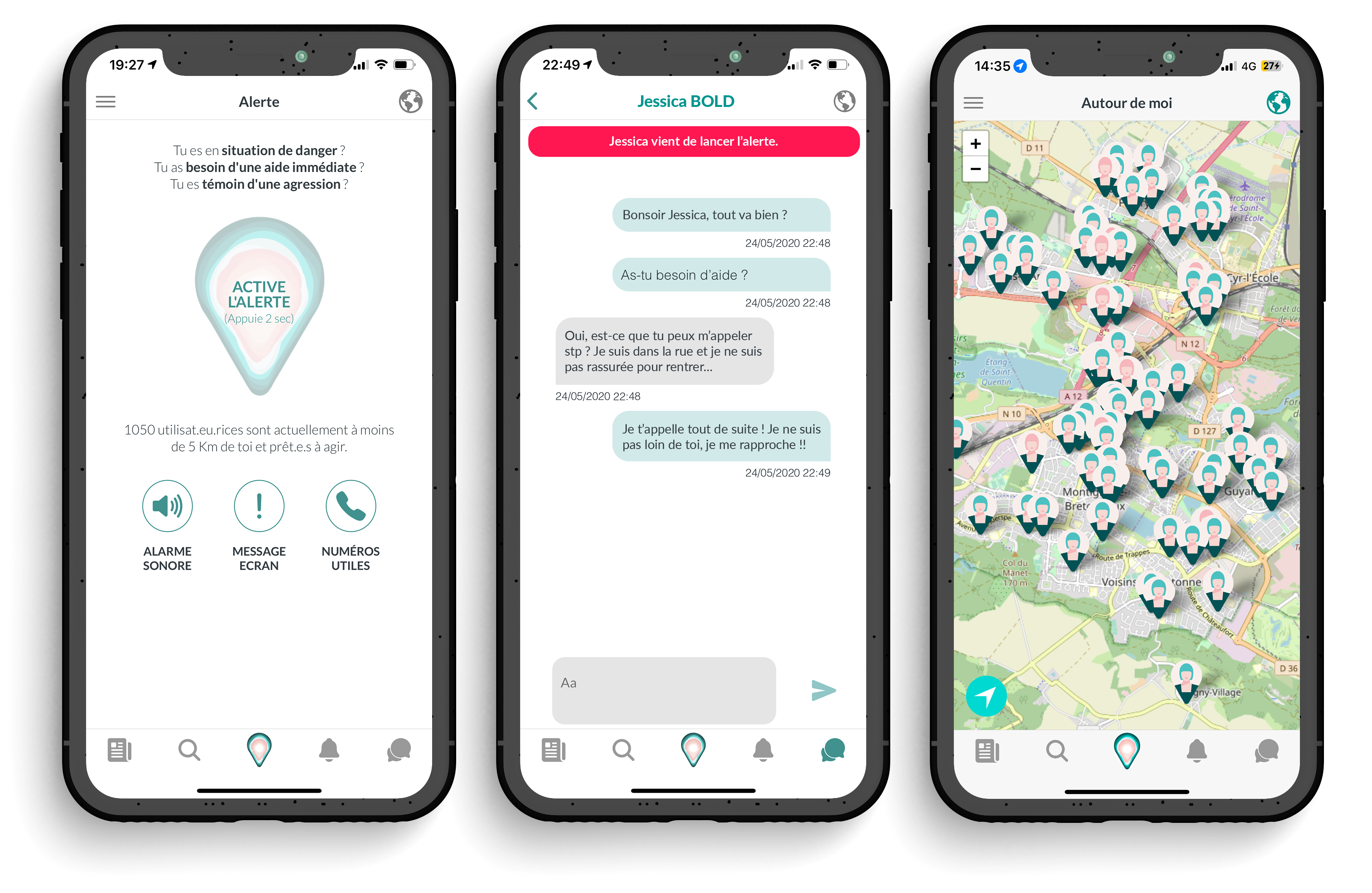 The Sorority permet d'alerter jusqu'à 50 utilisatrices autour de soi © THE SORORITY
