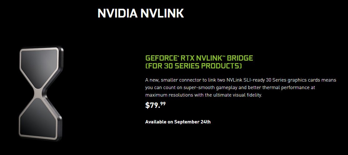 Le module NVLink pour relier deux GeForce RTX 3090 sera disponible le 24 septembre © TechPowerUp