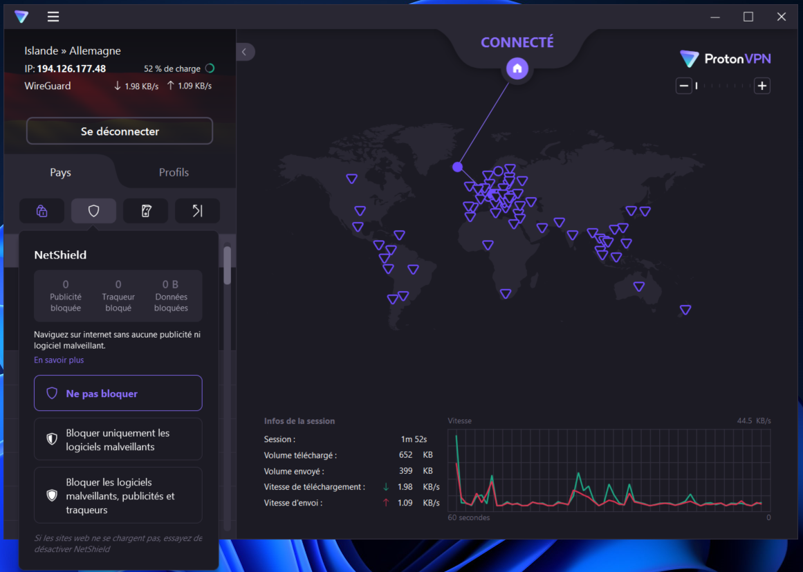 Proton VPN - Les paramètres de NetShield