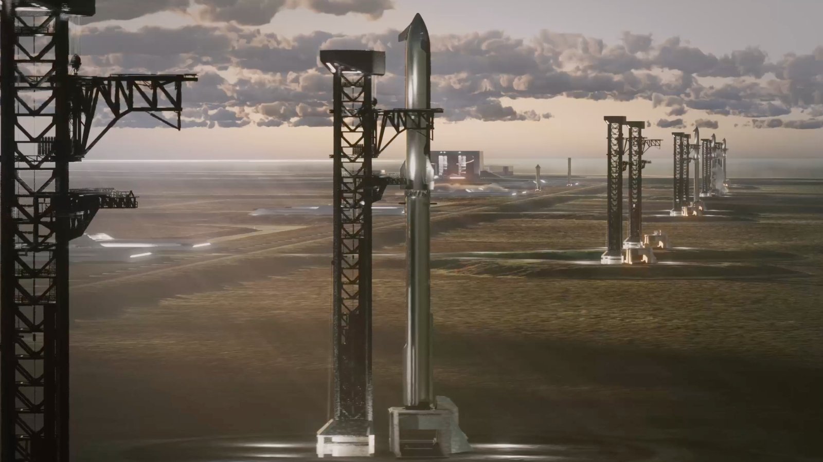 Rendu 3D du spatioport gigantesque que va construire SpaceX en Louisiane. ©SpaceX