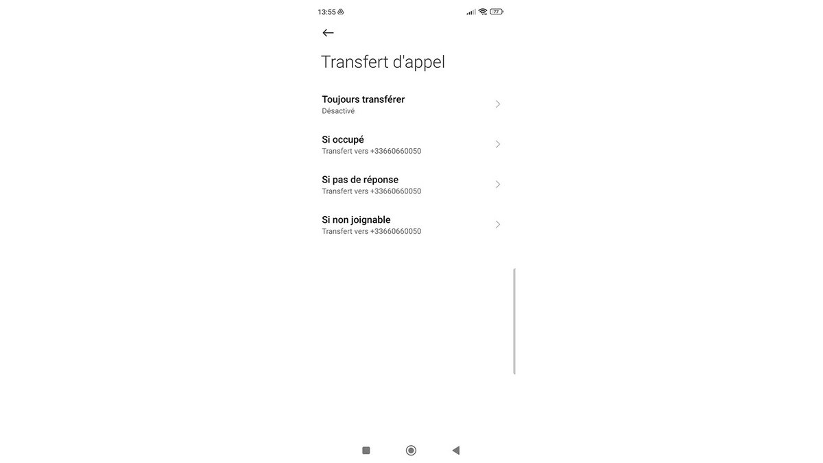 Paramètres de renvoi d'appel Android © Pascale Duc pour Clubic