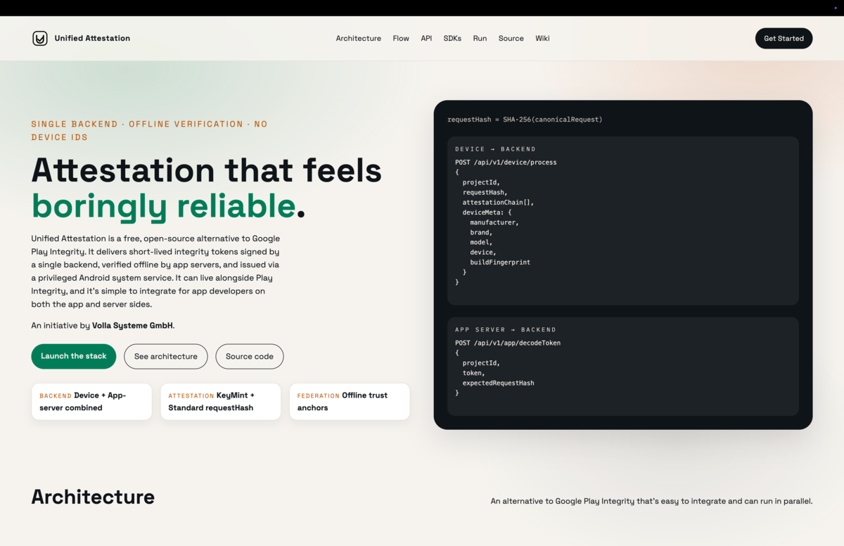 Landing Page UnifiedAttestation © Naïm BADA