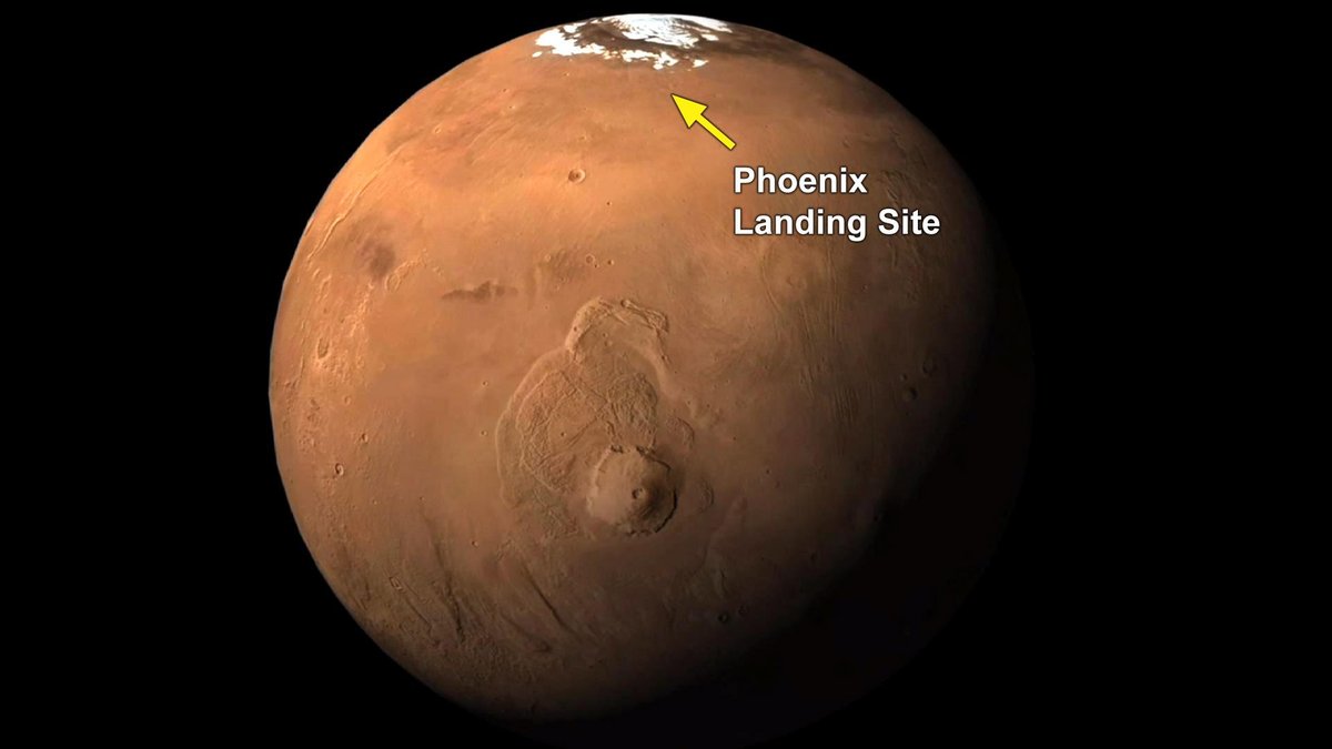 Le site d'atterrissage de Phoenix, tout près du pôle Nord martien. Crédits NASA