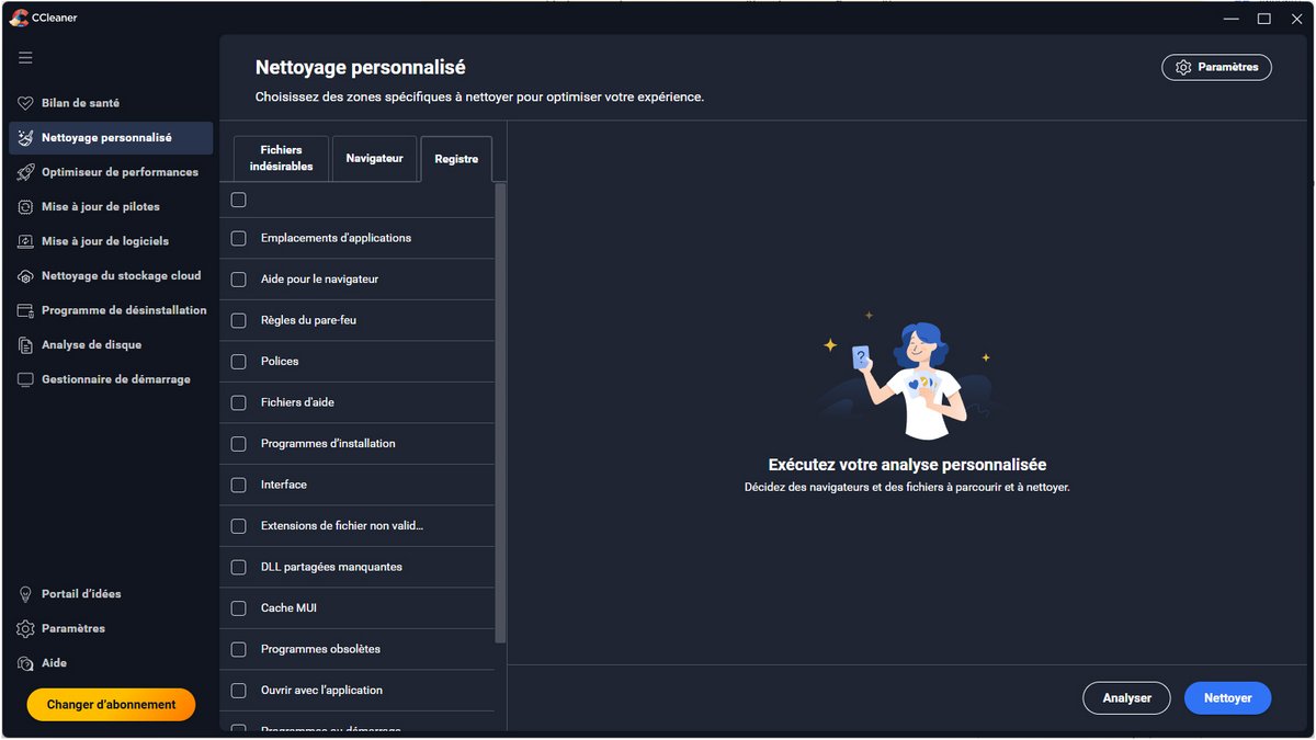 Le nettoyeur de registre de CCleaner analyse et supprime les entrées invalides pour améliorer la stabilité et la rapidité de Windows, tout en proposant une sauvegarde avant chaque modification - © 	Piriform
