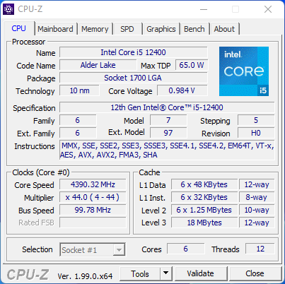 Intel Core i5-12400