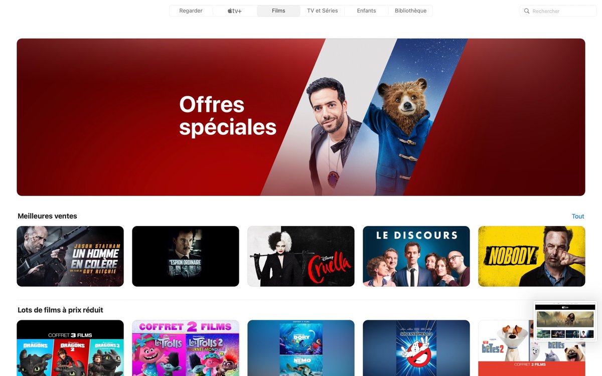 Apple TV+ - La section pour acheter des films