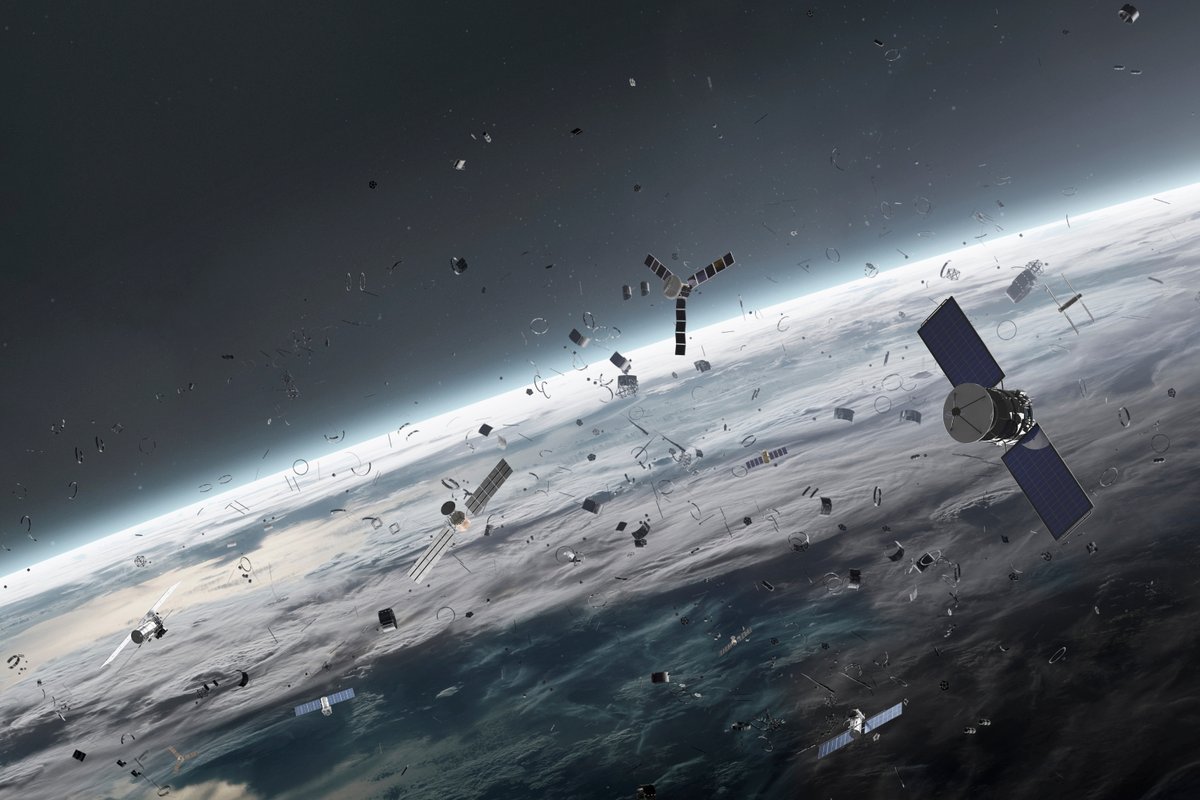 Illustration de débris spatiaux en orbite terrestre. ©Vadim Sadovski / Shutterstock.com
