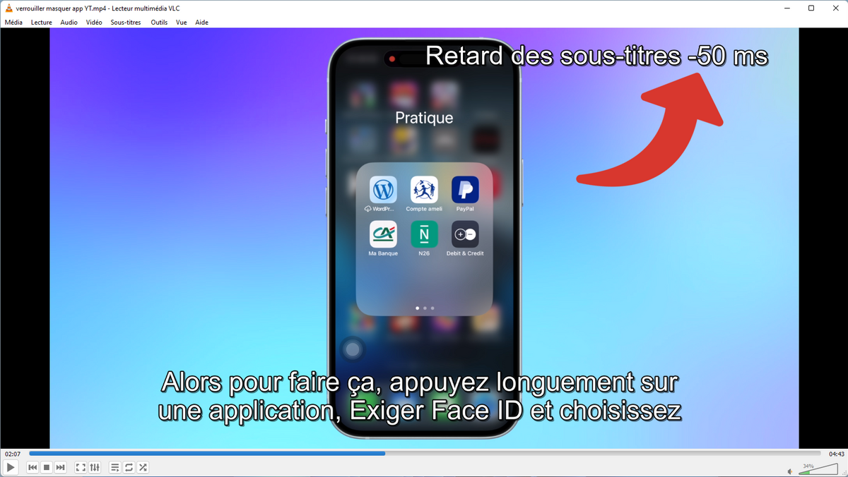 Appuyer sur la touche G pour décaler les sous-titres pour qu'ils aient un retard de 50 ms © Clubic