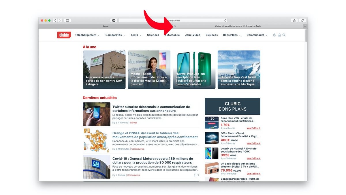 tuto safari ouvrir fermer onglet