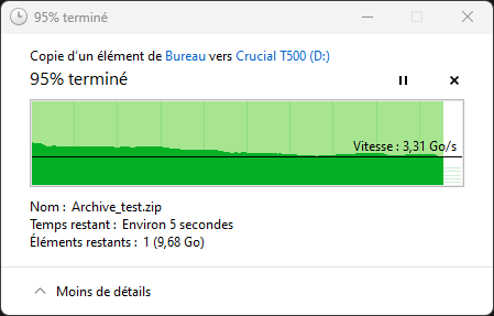 Débits en écriture avec l'Explorateur de Windows © Nerces pour Clubic