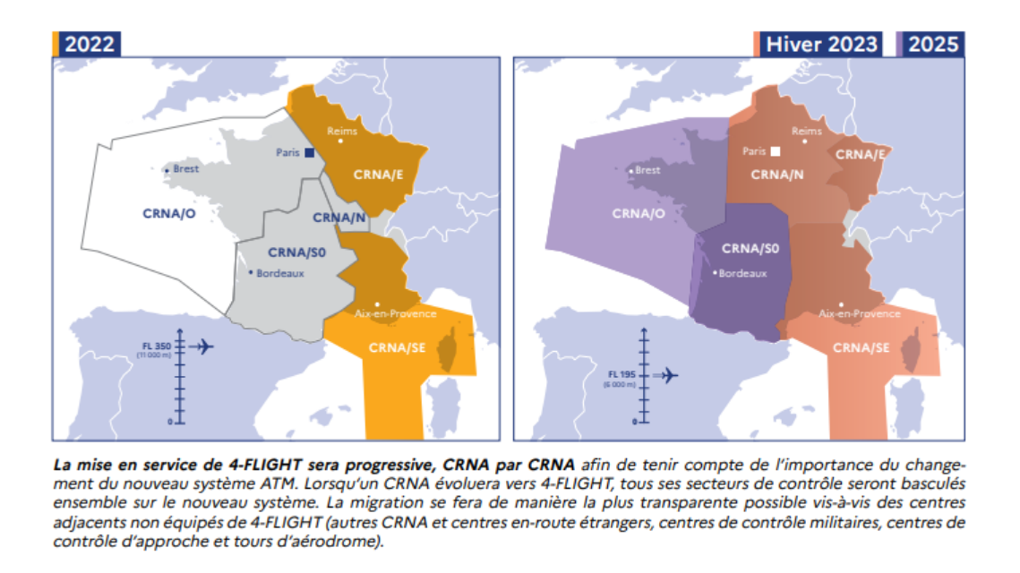   Cartographie de la mise en service de 4-Flight © Ministère de la Transition écologique