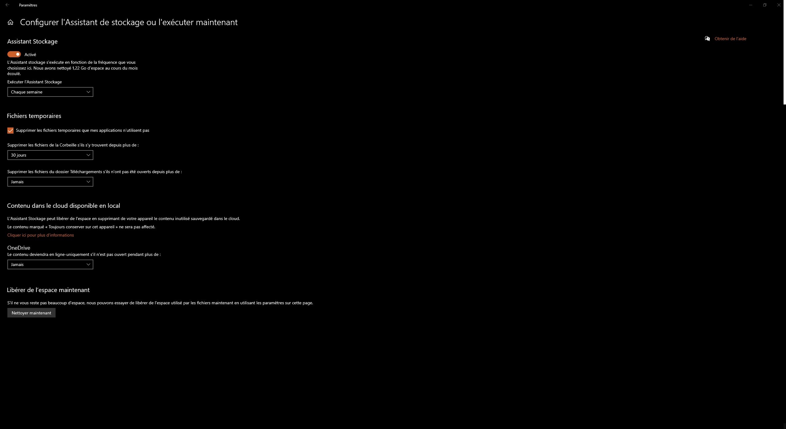 Assistant de stockage W10