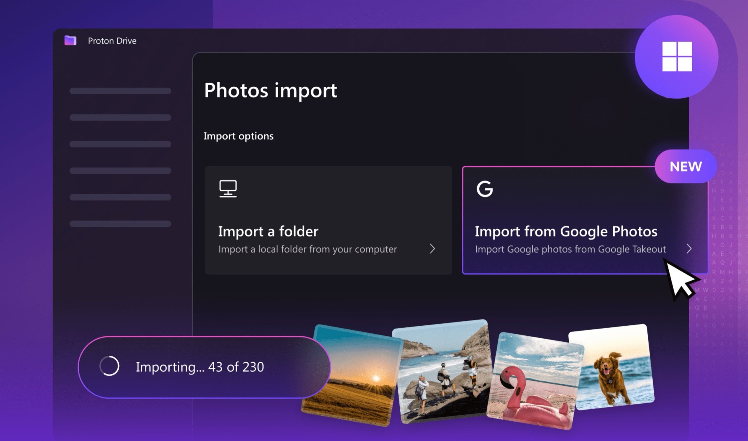 Avec Proton, il devient plus facile de sécuriser vos photos de Google ©Proton