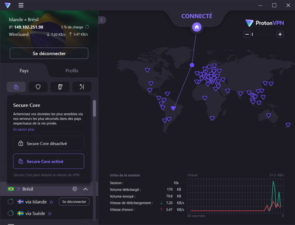 Proton VPN - Les serveurs Secure Core routent le trafic via la Suisse, l'Islande ou la Suède