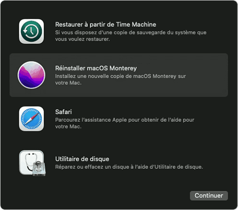 réinitialiser macos