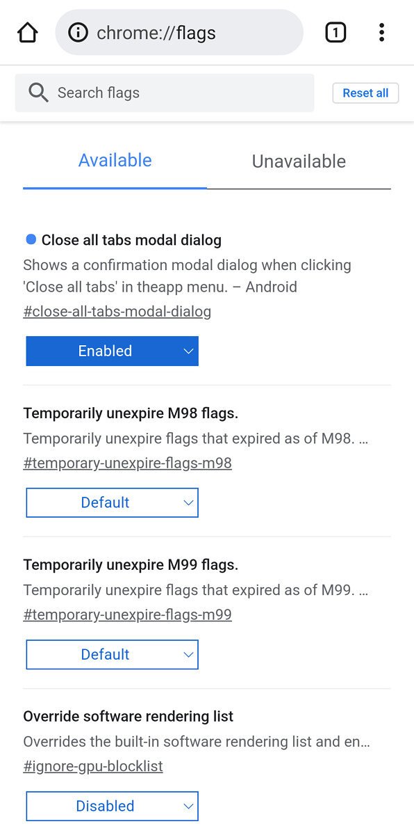 Chrome Android - pop up onglets