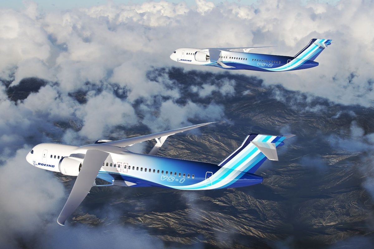 Une vision du futur : des avions à longues ailes hautes et haubans aérodynamiques ? Crédits : Boeing 