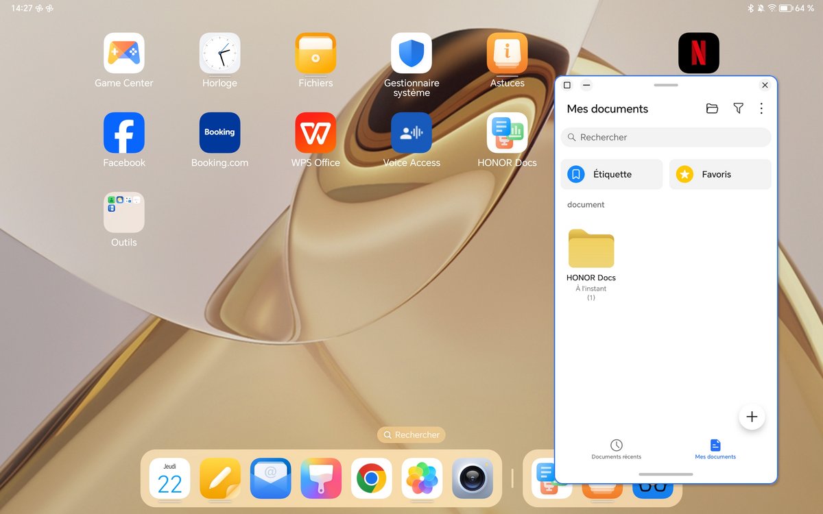 Gestion de plusieurs fenêtres sur la Honor Tab 9 avec MagicOS 7.2