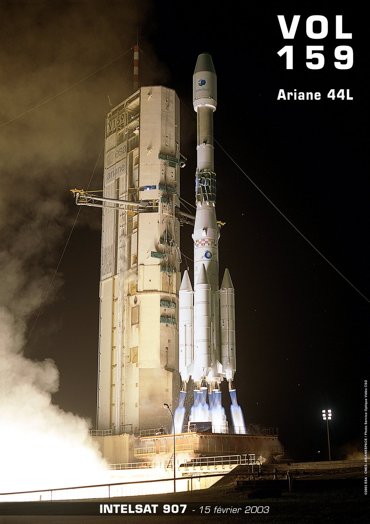 Le Vol 159, 116e vol pour Ariane 4, marquera la fin de sa carrière commerciale. La version Ariane 44L sera la plus populaire, permettant d'envoyer en orbite des satellites géostationnaires de plus en plus lourds. Crédits: CNES / ESA