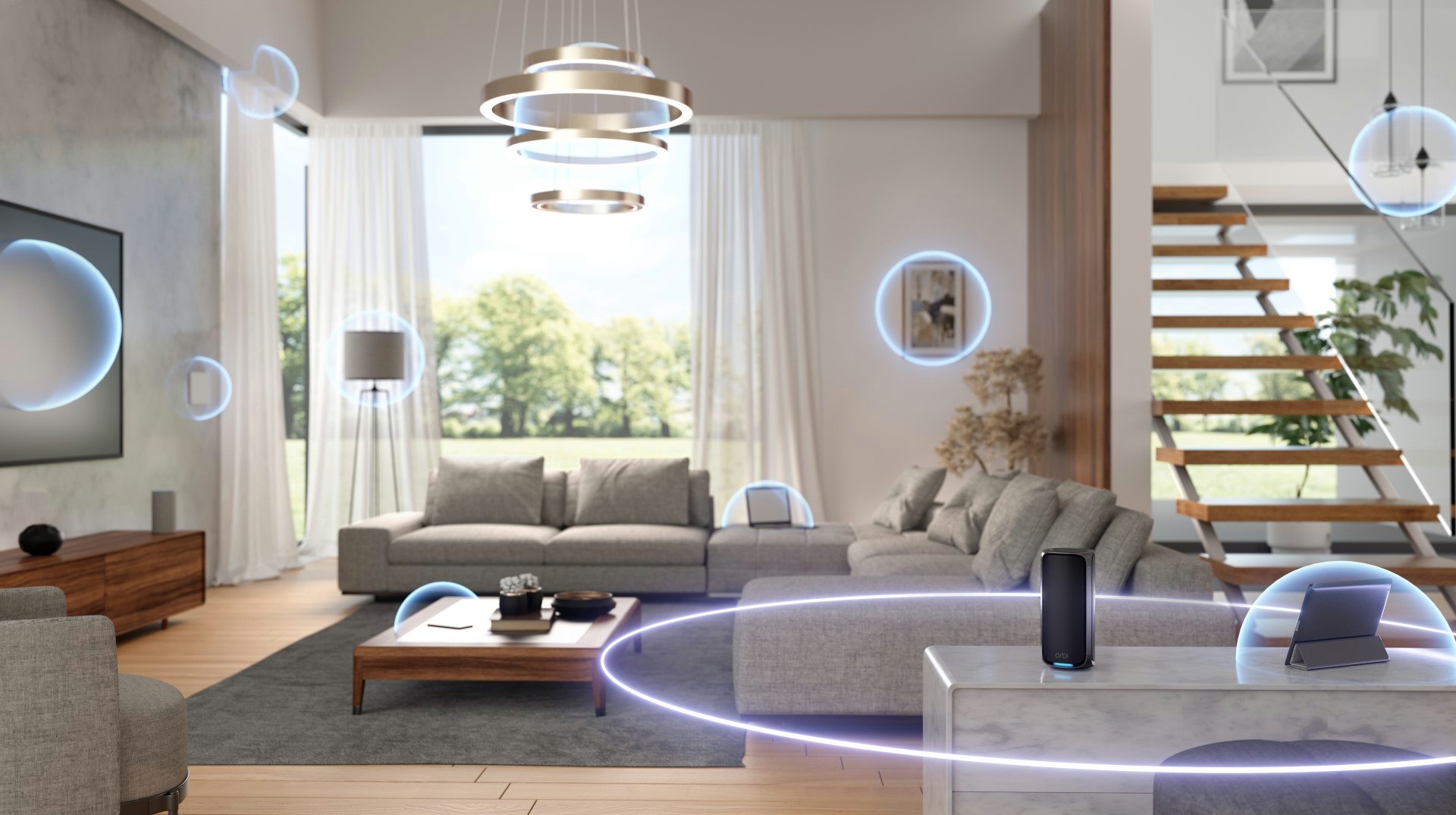 La solution Netgear Orbi 970 permet de monter un réseau Wi-Fi 7 maillé à la fois performant et très sécurisé. © Netgear