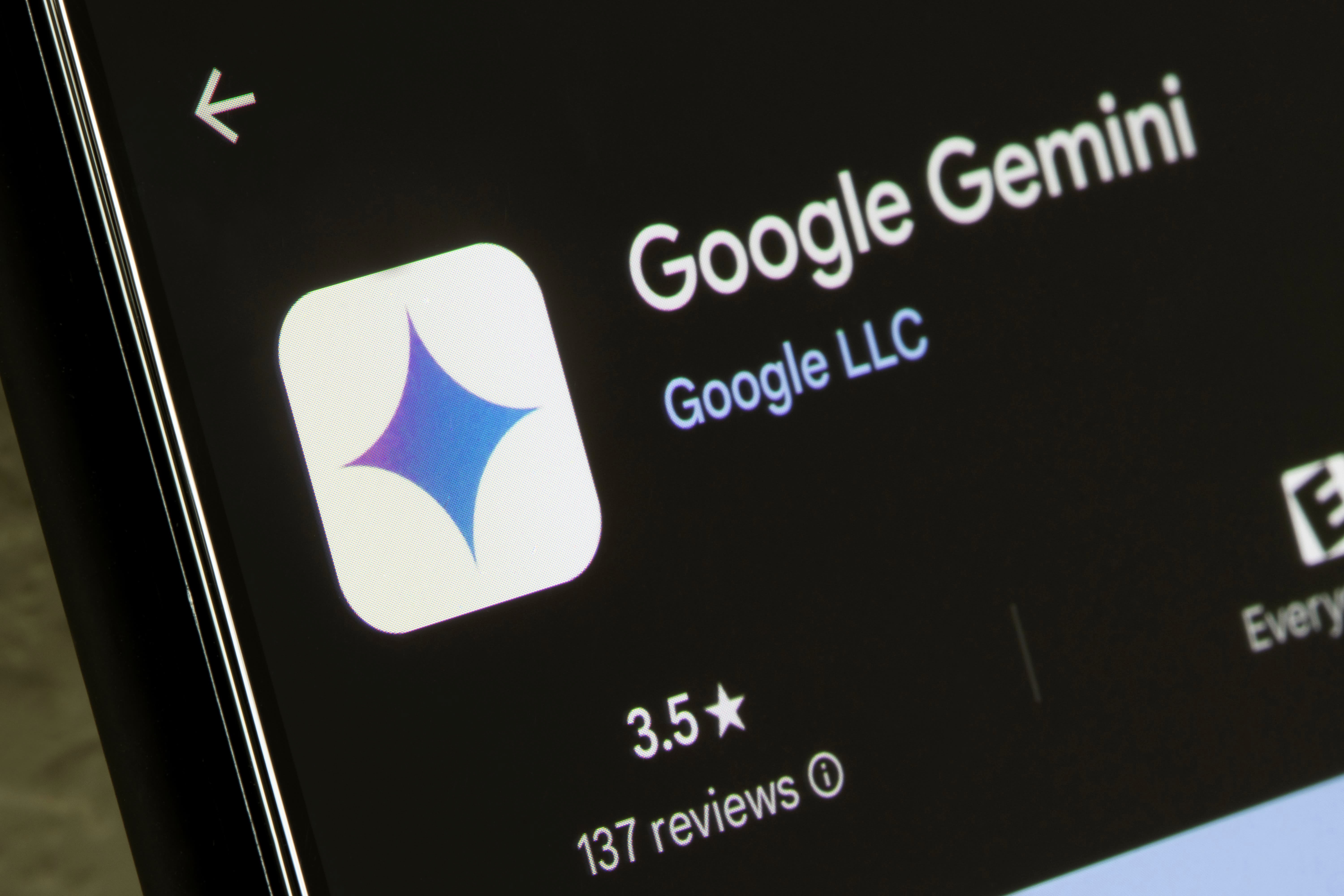L'application Gemini sur Android. ©Shutterstock