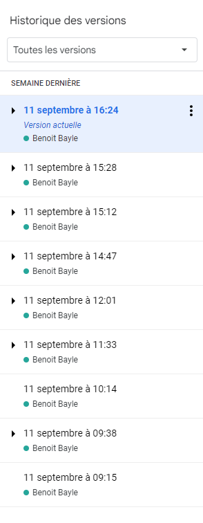 Google Drive - Historique des versions