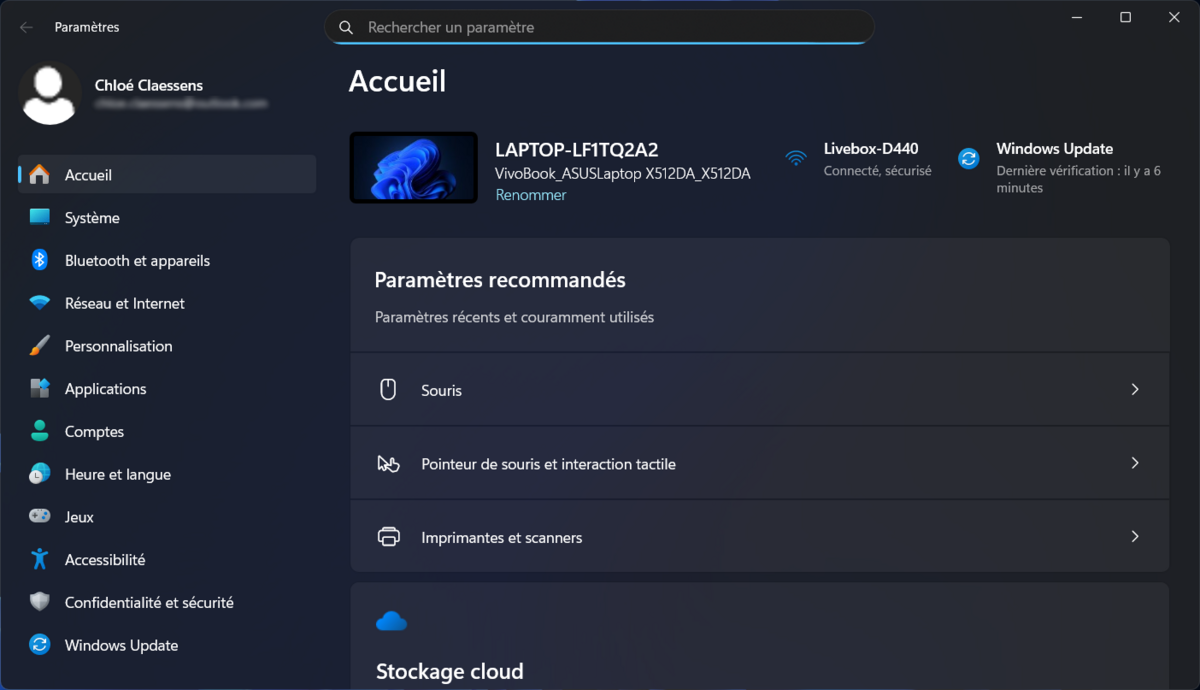 Par défaut, les Paramètres Windows s'ouvrent sur une page d'accueil, mais vous pouvez la configurer pour afficher directement l'écran Système. © Clubic