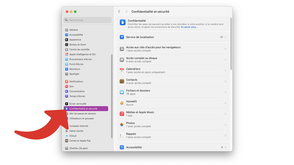 Rendez-vous dans le menu Confidentialité et sécurité © Clubic