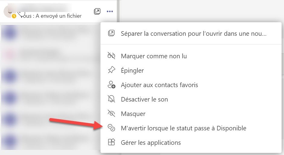 Microsoft Teams Notification changement de statut