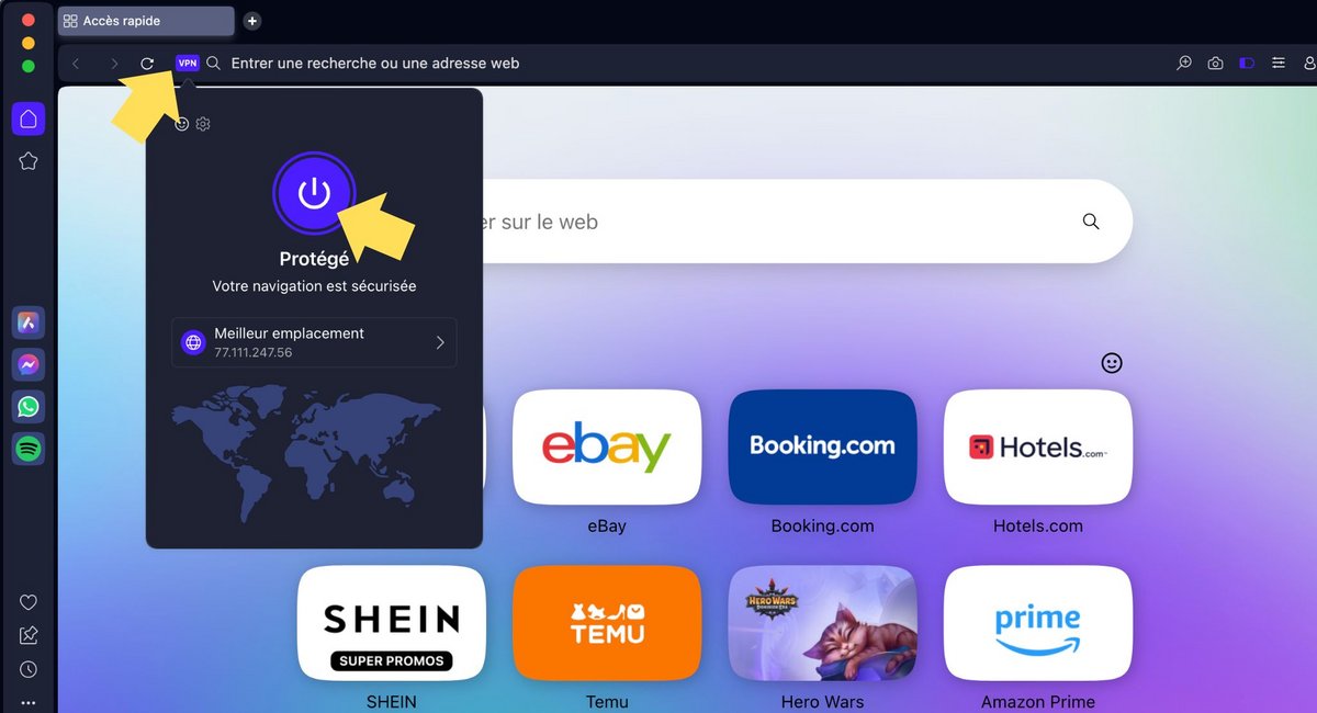 Activez le VPN © Opera