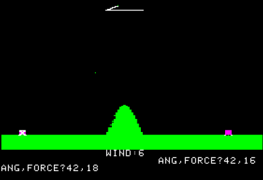 Artillery Simulator sur Apple II, l'un des pionniers du genre © Wikipedia