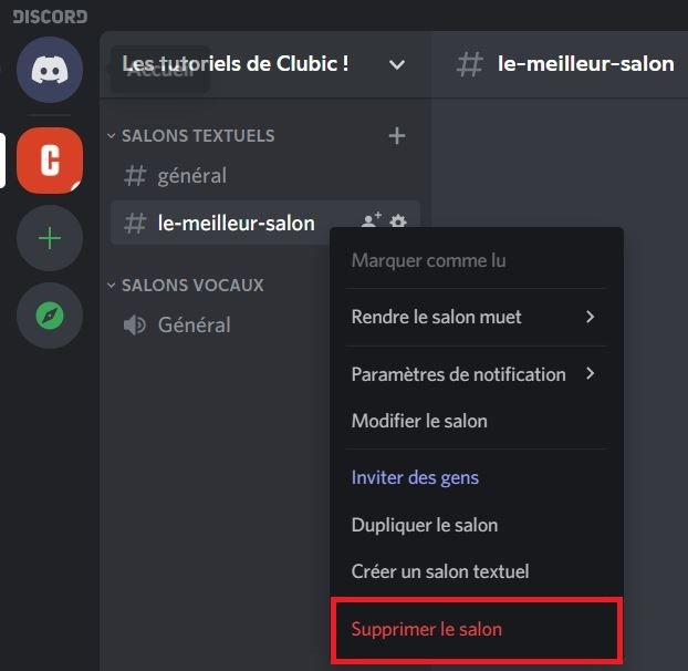 discord supprimer salon