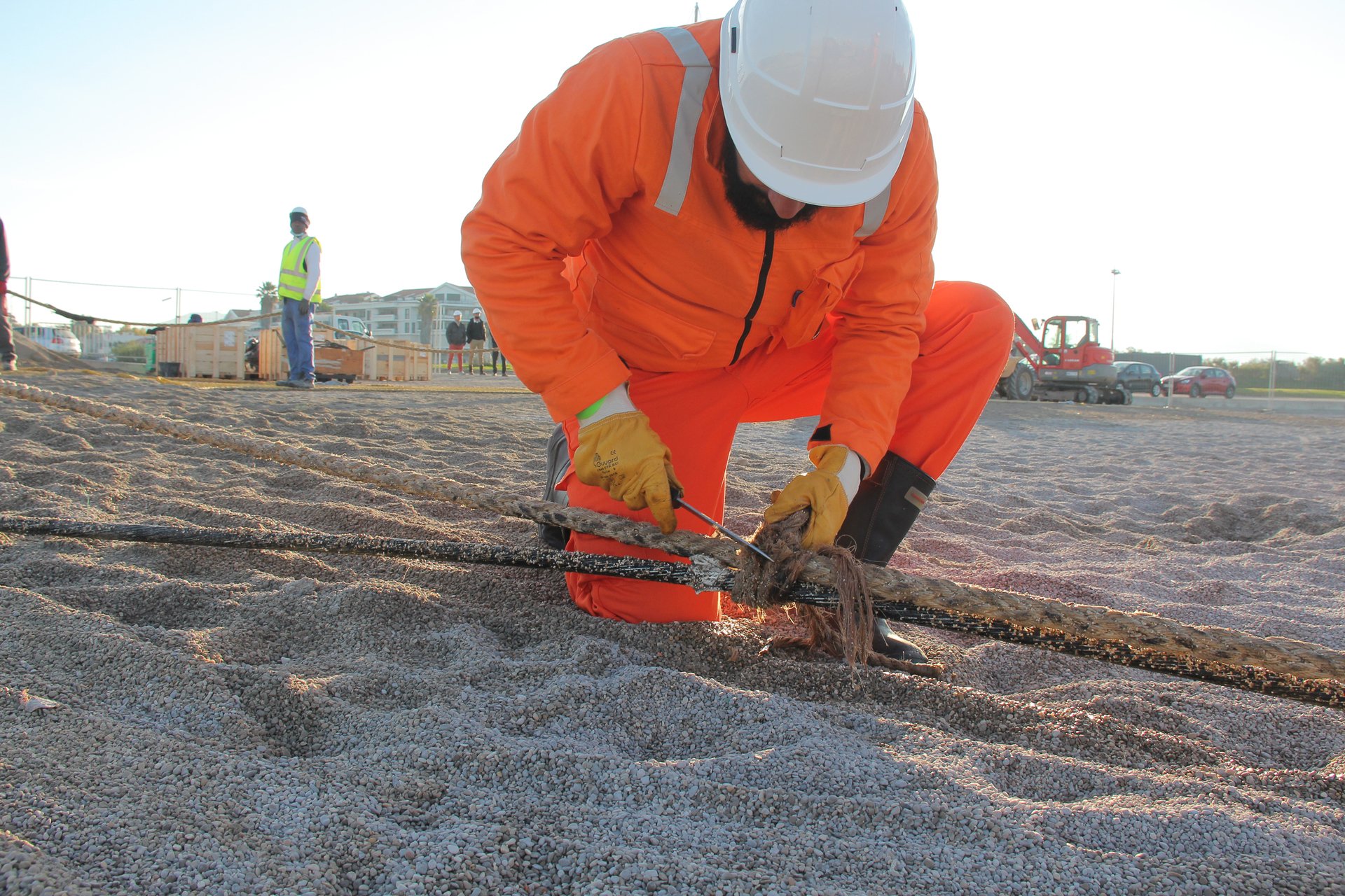 Le câble sous-marin PEACE, ici sur les plages marseillaises (© Orange)