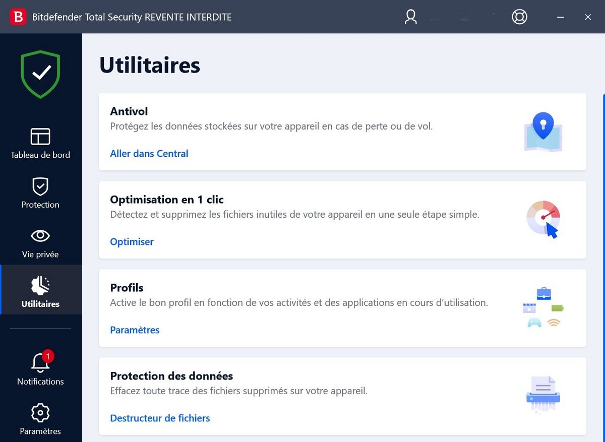 Bitdefender Total Security - Optimisation en 1 clic