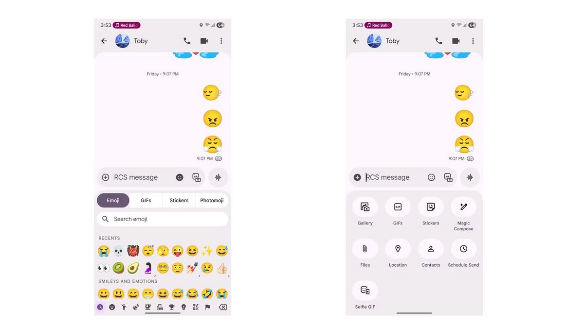 Des tests en cours sur Google Messages. ©Android Police